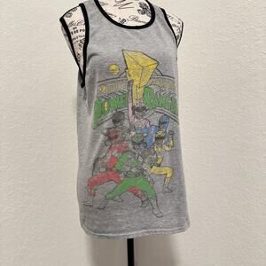 MMPR Power Rangers Tank Top M Gray w/ Black Retro 90s Go Go Power Rangers
